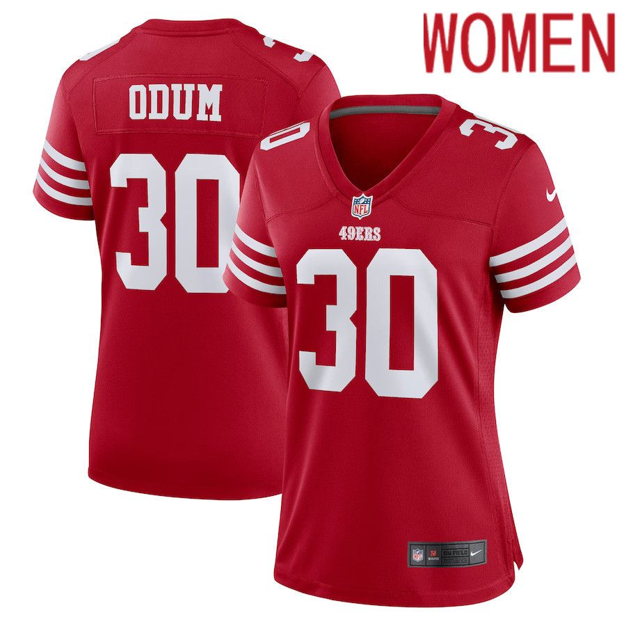 Women San Francisco 49ers #30 George Odum Nike Scarlet Game Player NFL Jersey
